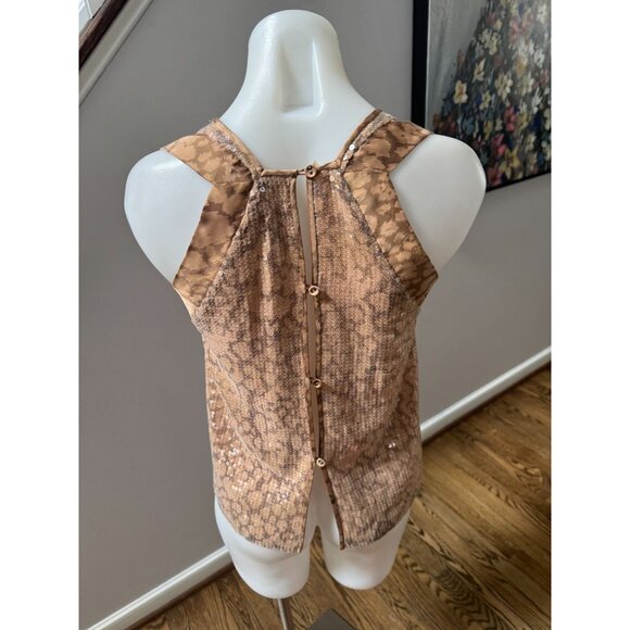 Rebecca Taylor Sequined Animal Leopard Cheetah Print Tank Top Blouse Size 0 - Picture 3 of 3